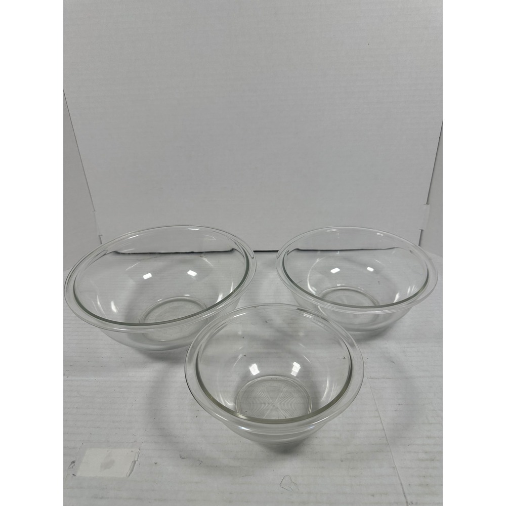 Pyrex‎ Clear Glass Mixing Bowl Set 322 323 325 1L 1.5L 2.5L Nested Corning USA